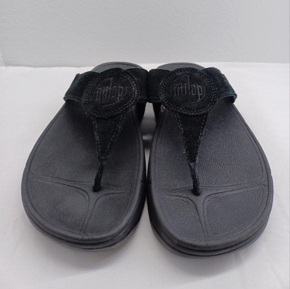 Fitflop suede black thong sandals Women’s  size 7 - Picture 8 of 12